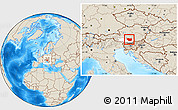 Shaded Relief Location Map of Sankt Veit an der Glan, highlighted parent region