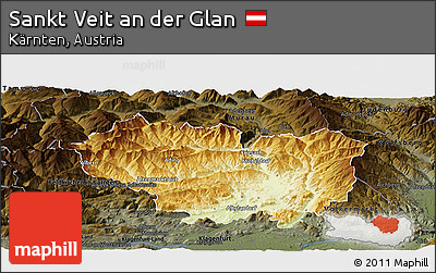Physical Panoramic Map of Sankt Veit An Der Glan, darken