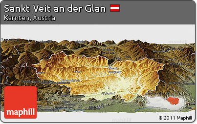 Physical Panoramic Map of Sankt Veit An Der Glan, darken