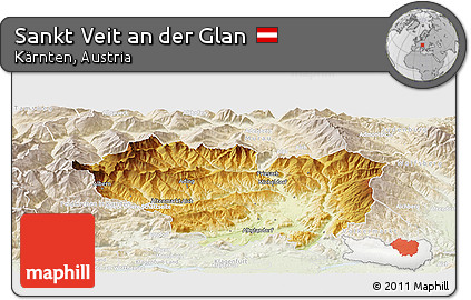 Physical Panoramic Map of Sankt Veit An Der Glan, lighten