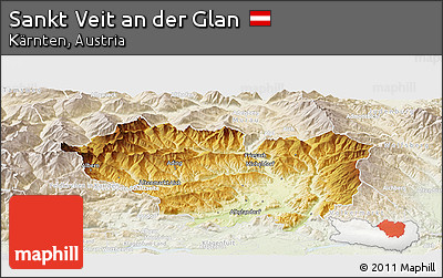 Physical Panoramic Map of Sankt Veit An Der Glan, lighten