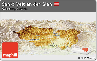 Physical Panoramic Map of Sankt Veit An Der Glan, lighten