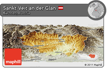 Physical Panoramic Map of Sankt Veit An Der Glan, semi-desaturated