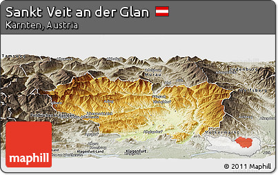 Physical Panoramic Map of Sankt Veit An Der Glan, semi-desaturated