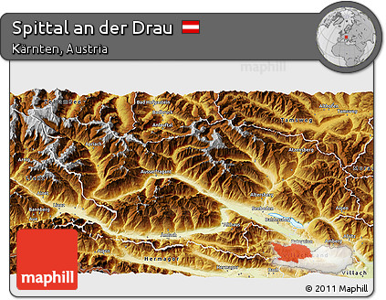 Physical 3D Map of Spittal An Der Drau