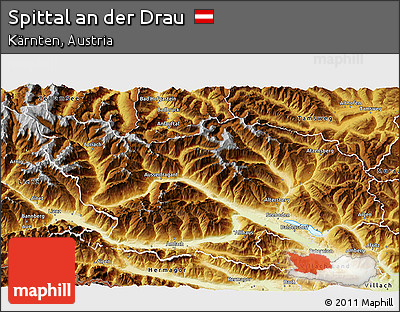 Physical 3D Map of Spittal An Der Drau