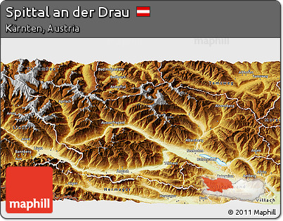 Physical 3D Map of Spittal An Der Drau