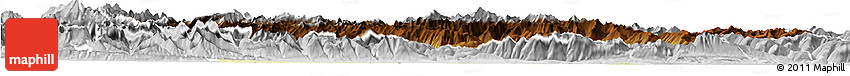 Physical Horizon Map of Spittal An Der Drau, lighten, desaturated