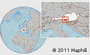 Gray Location Map of Spittal an der Drau, highlighted country, hill shading