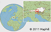 Savanna Style Location Map of Spittal an der Drau, highlighted country, highlighted parent region