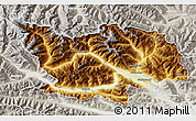 Physical Map of Spittal an der Drau, lighten, semi-desaturated