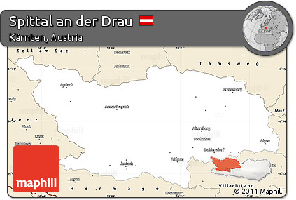 Classic Style Simple Map of Spittal An Der Drau