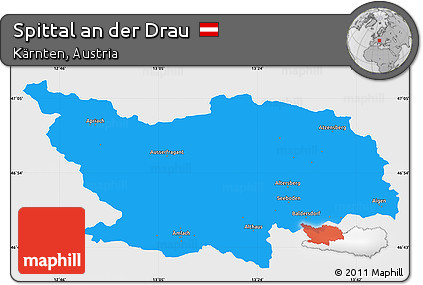 Political Simple Map of Spittal An Der Drau, single color outside
