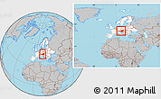 Gray Location Map of Austria, highlighted continent, within the entire continent