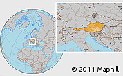 Political Location Map of Austria, gray outside