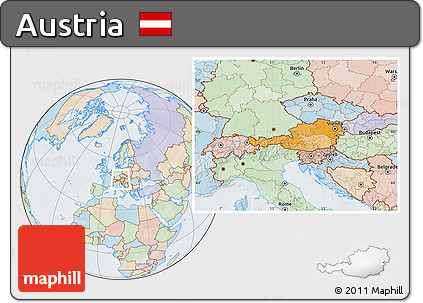 Political Location Map of Austria, lighten