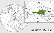 Satellite Location Map of Austria, blank outside