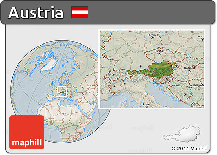 Satellite Location Map of Austria, lighten
