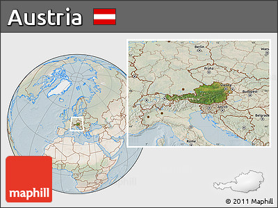 Satellite Location Map of Austria, lighten
