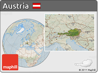 Satellite Location Map of Austria, lighten