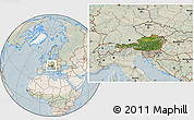 Satellite Location Map of Austria, lighten