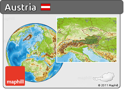 Satellite Location Map of Austria, physical outside