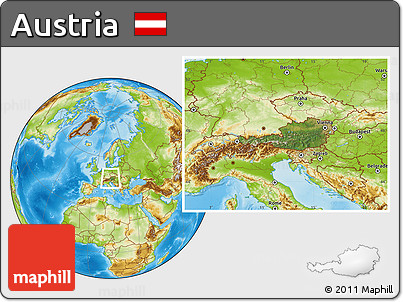 Satellite Location Map of Austria, physical outside