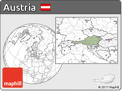 Savanna Style Location Map of Austria, blank outside, hill shading inside