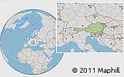 Savanna Style Location Map of Austria, lighten, desaturated, land only