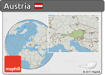 Savanna Style Location Map of Austria, lighten, semi-desaturated, land only