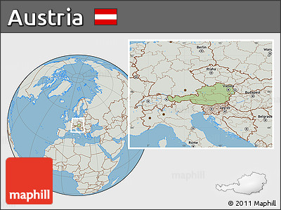 Savanna Style Location Map of Austria, lighten, semi-desaturated, land only