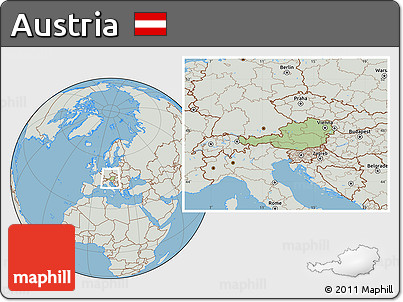 Savanna Style Location Map of Austria, lighten, semi-desaturated, land only