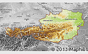 Physical Map of Austria, desaturated