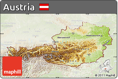 Physical Map of Austria, lighten