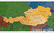 Political Shades Map of Austria, darken