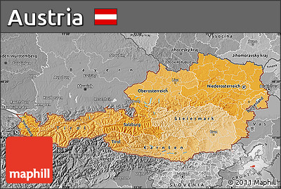 Political Shades Map of Austria, desaturated