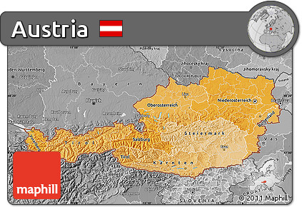Political Shades Map of Austria, desaturated