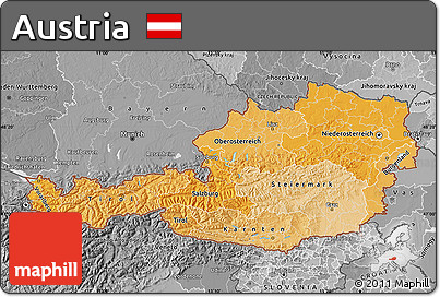 Political Shades Map of Austria, desaturated