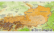 Political Shades Map of Austria, physical outside