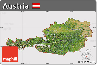 Satellite Map of Austria, cropped outside