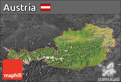 Satellite Map of Austria, darken, desaturated