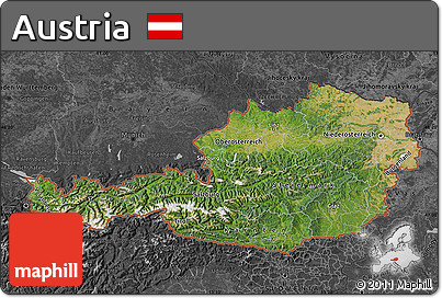 Satellite Map of Austria, darken, desaturated