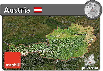 Satellite Map of Austria, darken
