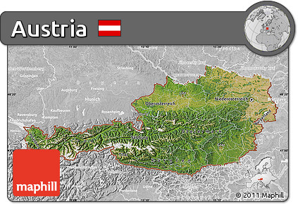 Satellite Map of Austria, lighten, desaturated