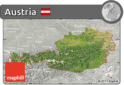 Satellite Map of Austria, lighten, semi-desaturated