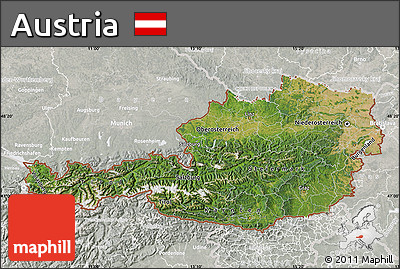 Satellite Map of Austria, lighten, semi-desaturated