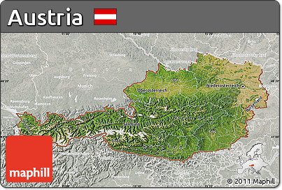 Satellite Map of Austria, lighten, semi-desaturated