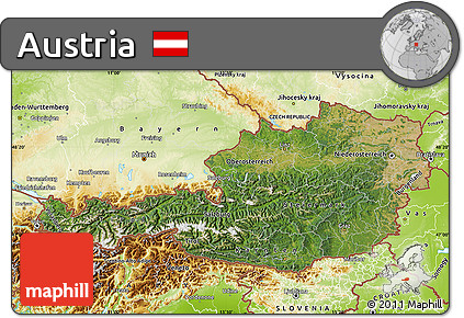 Satellite Map of Austria, physical outside