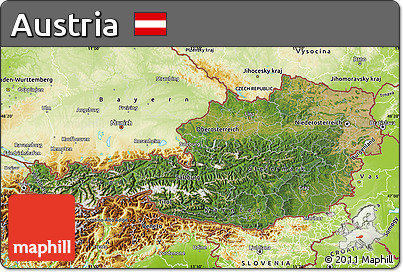 Satellite Map of Austria, physical outside