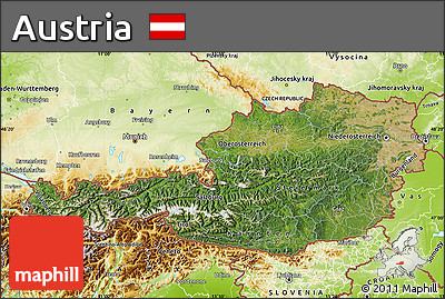 Satellite Map of Austria, physical outside